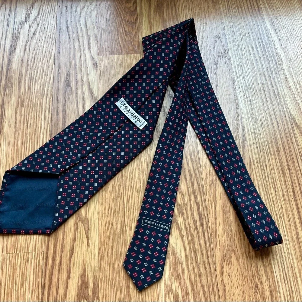 Giorgio Armani Cravatte Black Abstract Tie 100% Silk Made In Italy